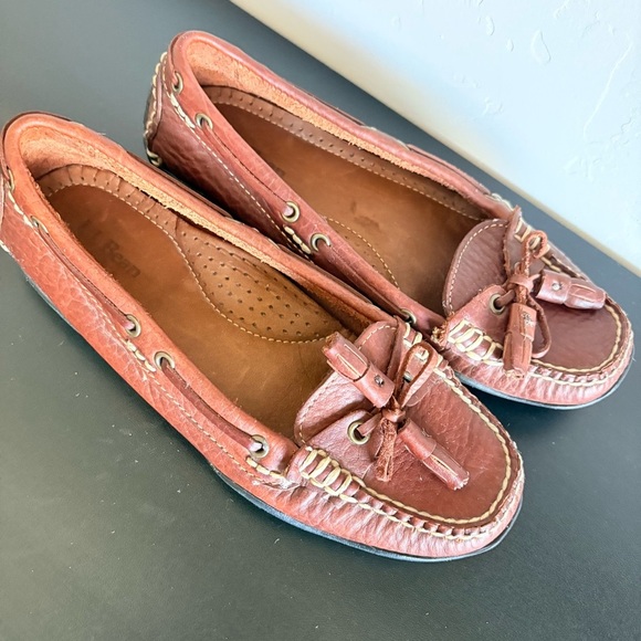 NWOT L.L. Bean Women's Brown Leather Loafer Driving Moccasins w/Tassel Comfort - Picture 4 of 12